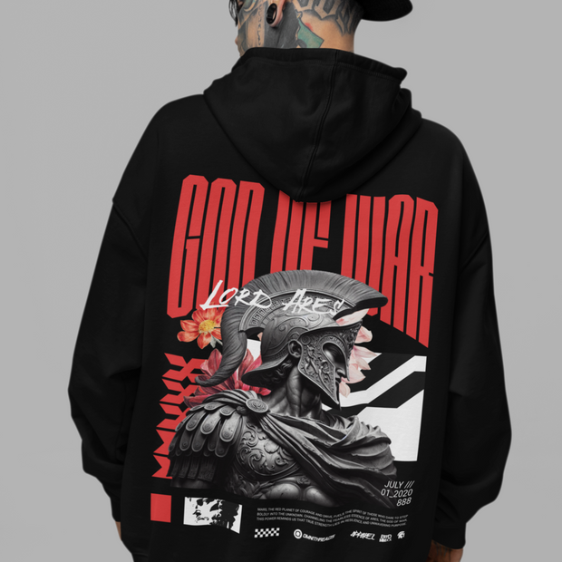 Ares the God of War - Oversized Streetwear Fleece Hoodie