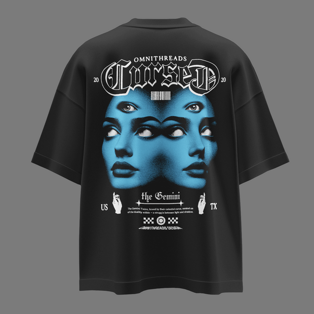 Curse Of The Gemini  - Oversize Deep Drop Shoulder Tee