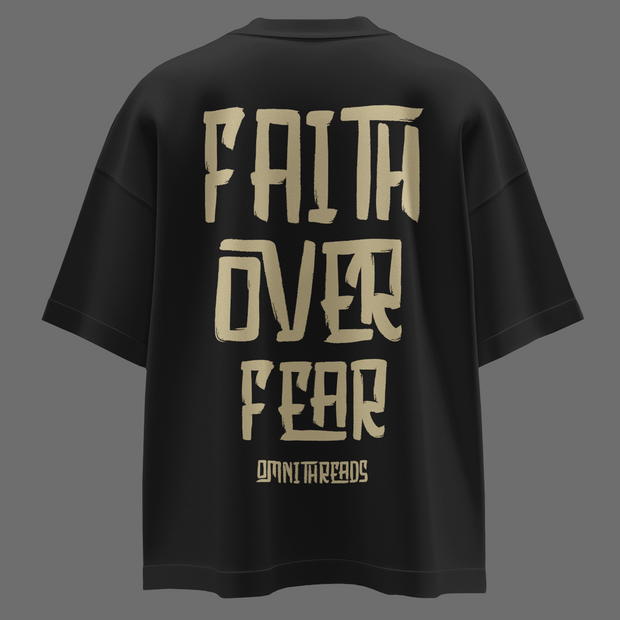 Faith Over Fear Astro - Oversize Deep Drop Shoulder Tee