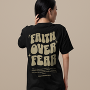 Faith Over Fear Retro - Oversize Deep Drop Shoulder Tee