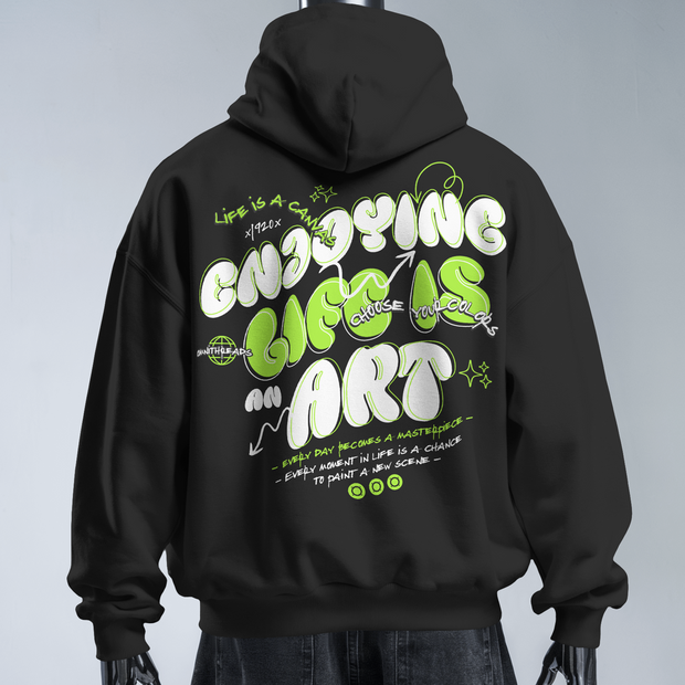 Life Is Art - Oversized Streetwear Fleece Hoodie