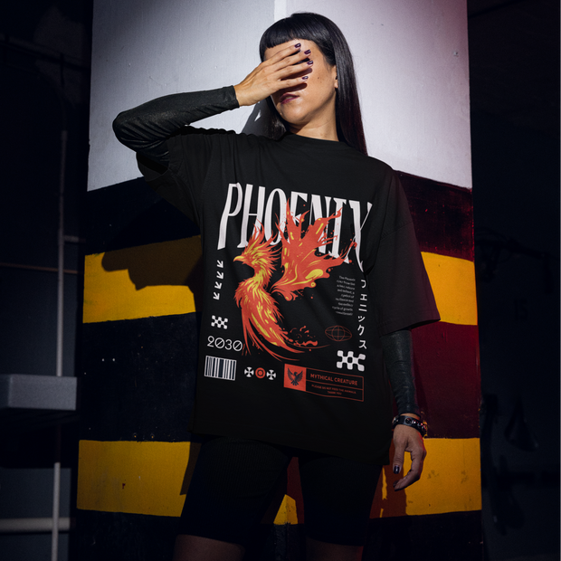 Phoenix Rising - Oversize Deep Drop Shoulder Tee