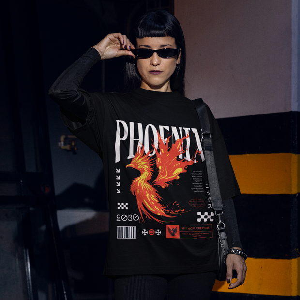 Phoenix Rising - Oversize Deep Drop Shoulder Tee