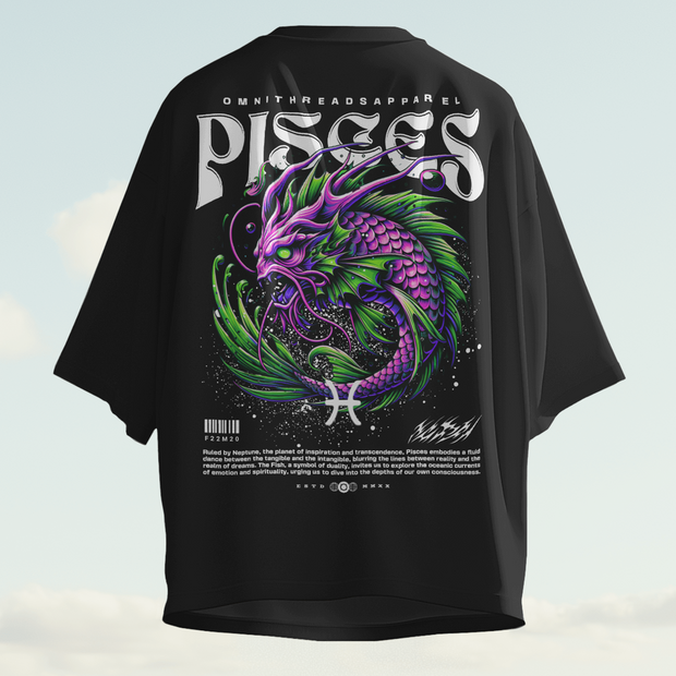 Piscean Water World - Oversize Deep Drop Shoulder Tee