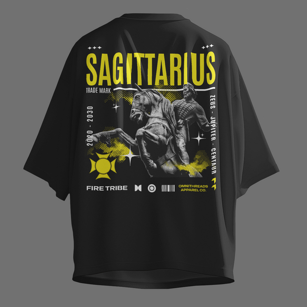 Sagittarius Fire Tribe - Oversize Deep Drop Shoulder Tee